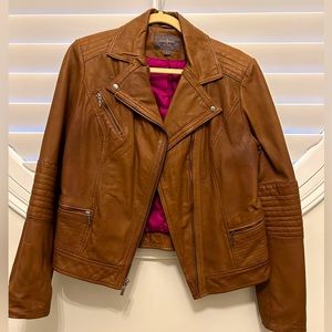 Cole Haan Chestnut Brown Leather Jacket